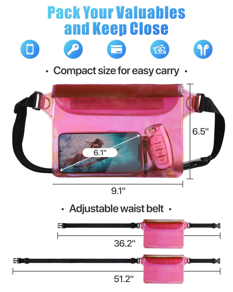 F-color Waterproof Fanny Pack - Waterproof Phone Pouch with Waist Strap - Cruise Essentials 2025 Must Haves Waterproof Pouch Dry Bag Keep Phone Valuables Safe for Beach Kayaking Boating Fishing - Image 3